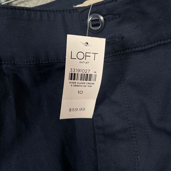 NWT LOFT Women's Straight Crop Chino Pants Size 10 Blue Stretch - Picture 3 of 9